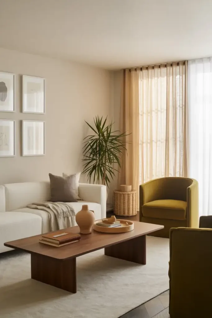 earthy color palette in living room