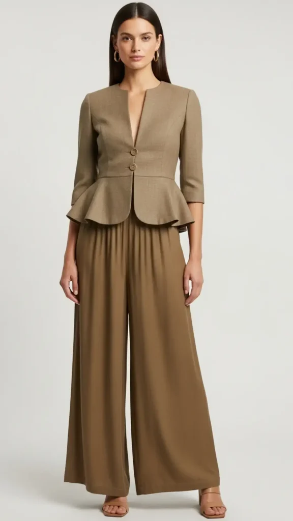 Palazzo Trousers with Peplum Jacket