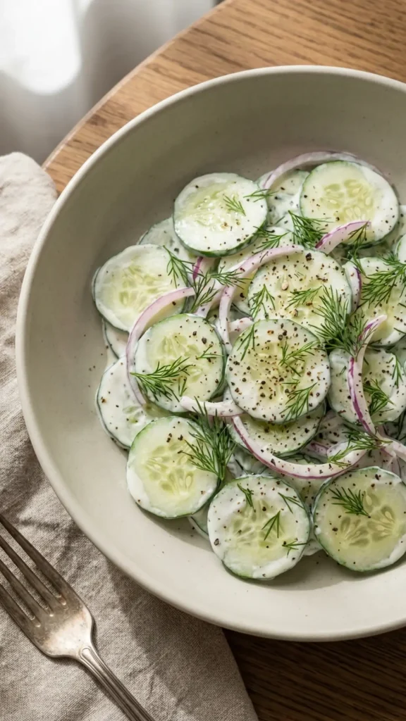 Creamy Sour Cream & Dill Cucumber Salad