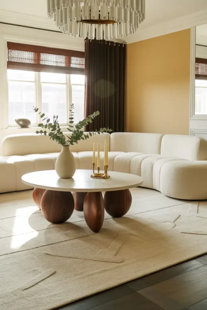 curved sofas in living room