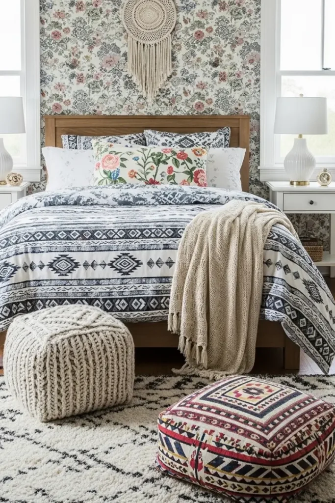 Mix pattern in Boho Bedroom