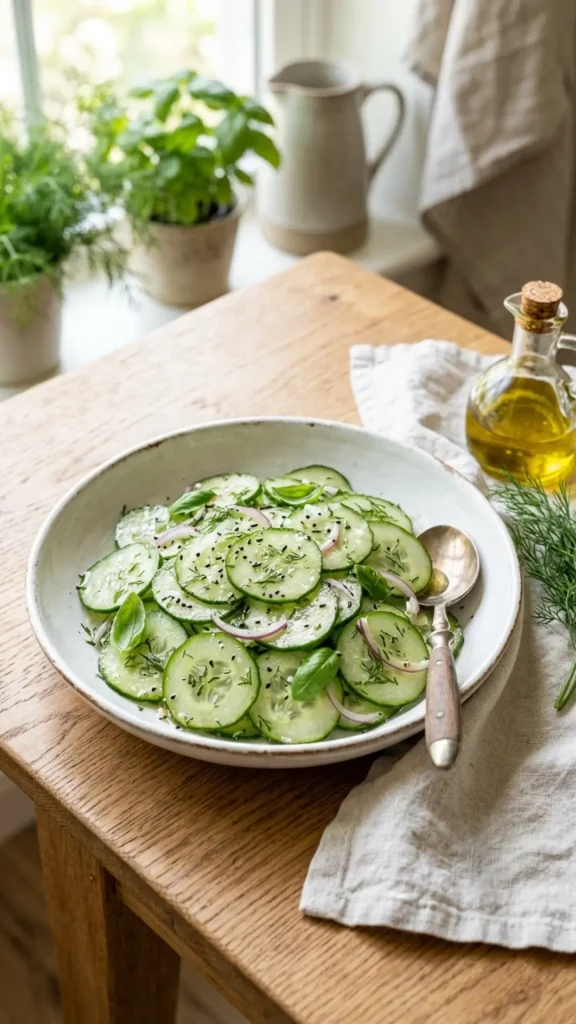 Herb Oil Garden Cucumber Salad