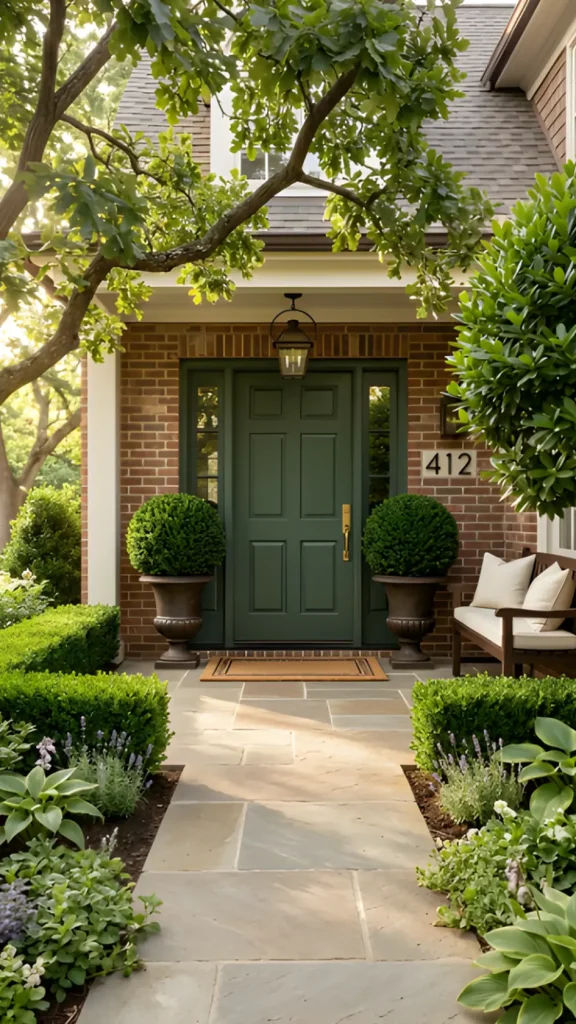 Use Boxwoods or Structured Evergreens
