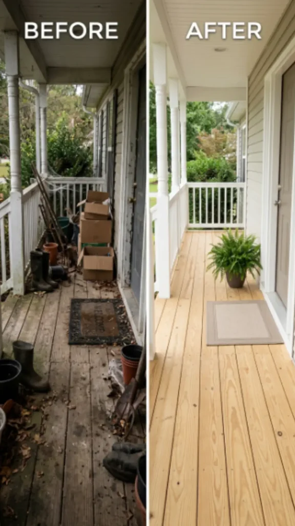 Declutter, Clean, and Pressure-Wash First