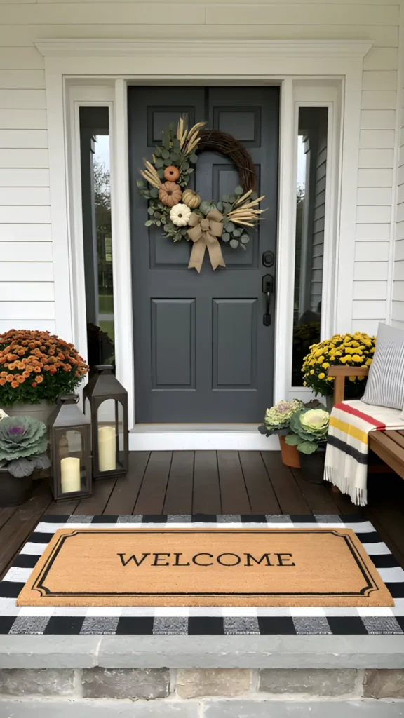 Add a Seasonal Wreath or Welcome Mat