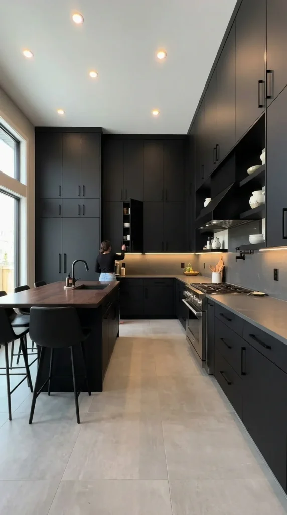 Black Cabinets to the Ceiling