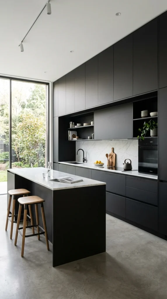 Handleless Matte Black for a Seamless Look