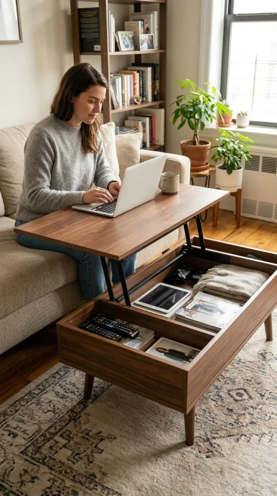 Lift-Top or Pop-Up Storage Tables