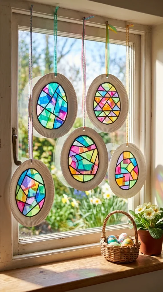 Paper Plate Stained Glass Eggs