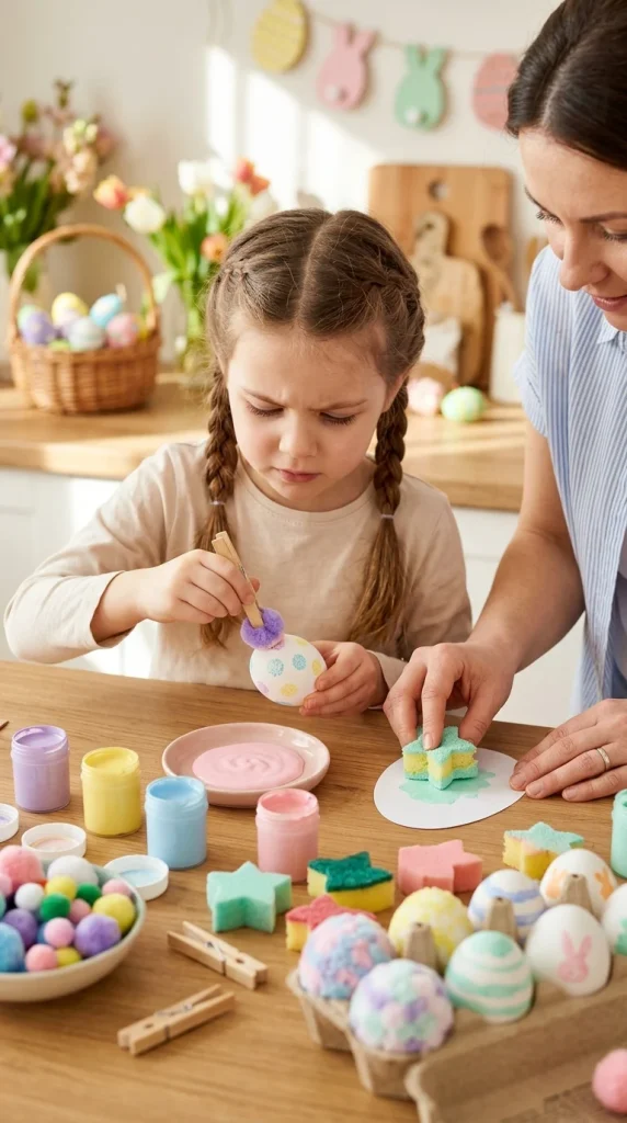 Sponge-Painted Easter Eggs