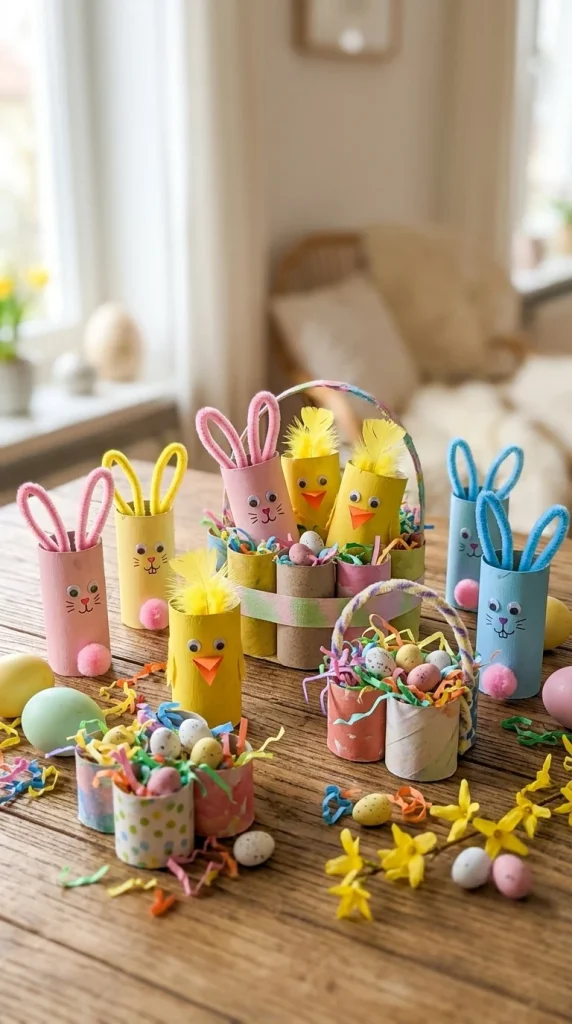 Toilet Paper Roll Bunnies, Chicks, and Baskets