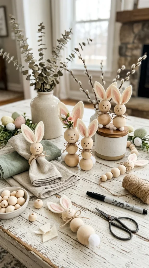 Wood Bead Easter Bunnies