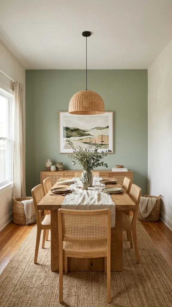 Muted Olive or Soft Sage Green Accent Wall