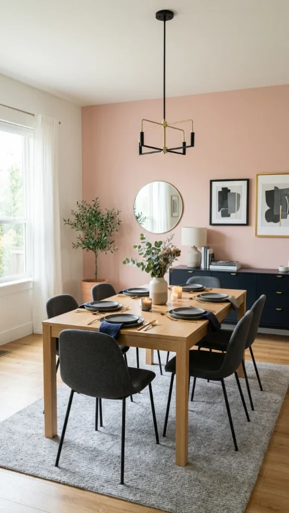 Blush or Pale Pink Accent Wall