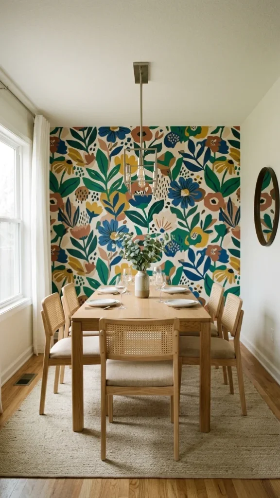 Bold Floral or Multicolored Wallpaper Accent Wall