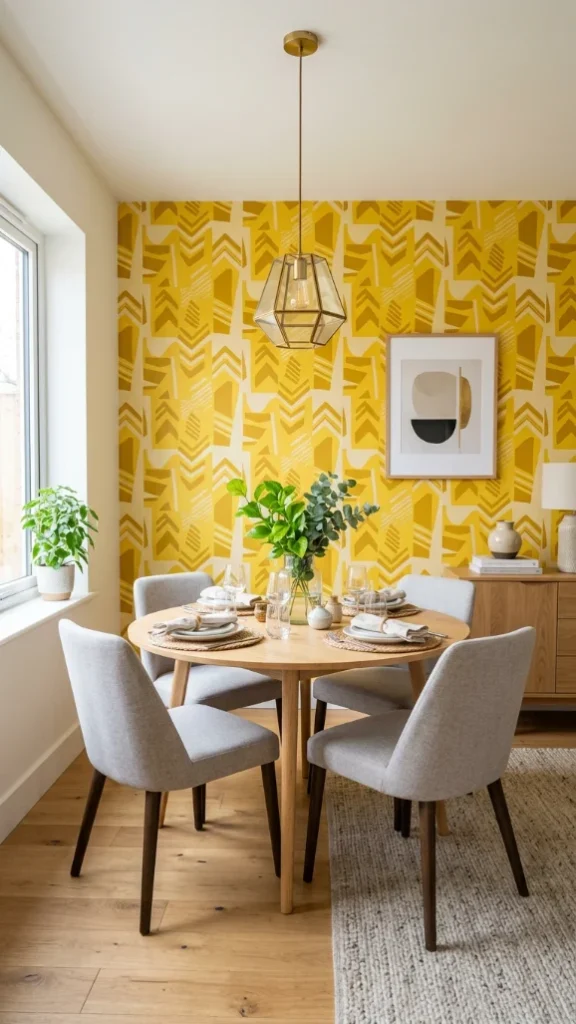 Vibrant Patterned Yellow Accent Wall