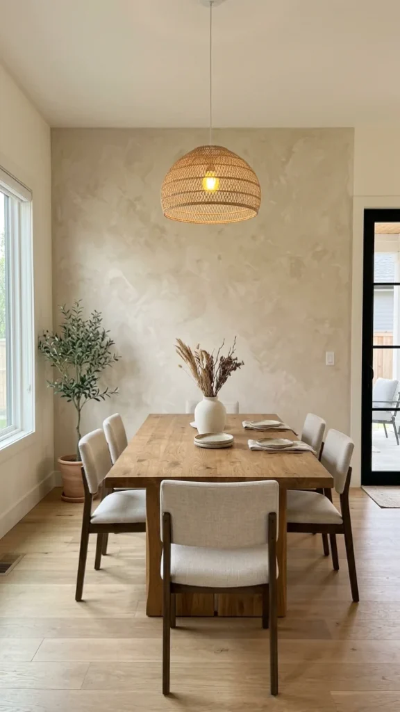 Textured Neutral Beige or Limewash Accent Wall