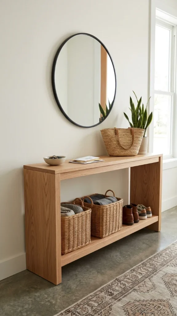 Solid Wood Open-Shelf Console