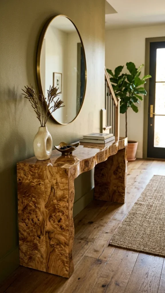 Burl Wood or Wavy-Edge Console