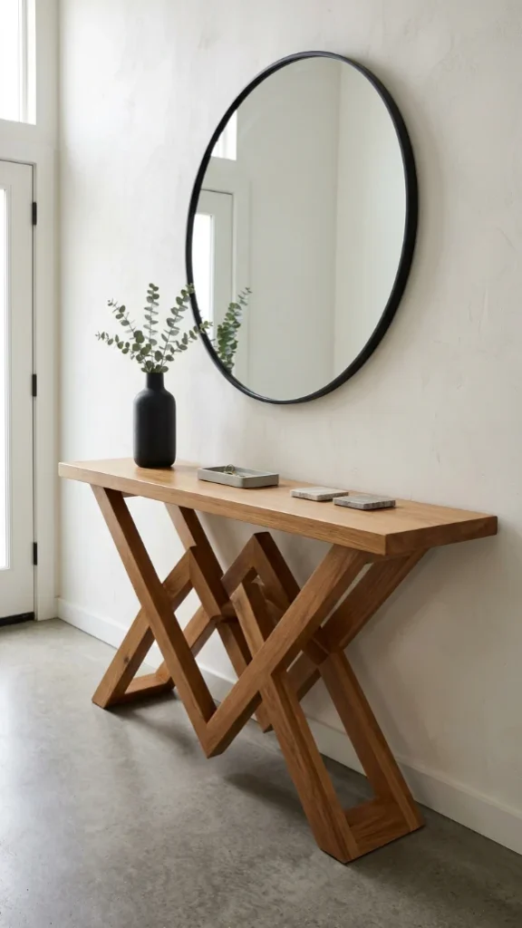 Sculptural Interlocking or Geometric-Leg Console