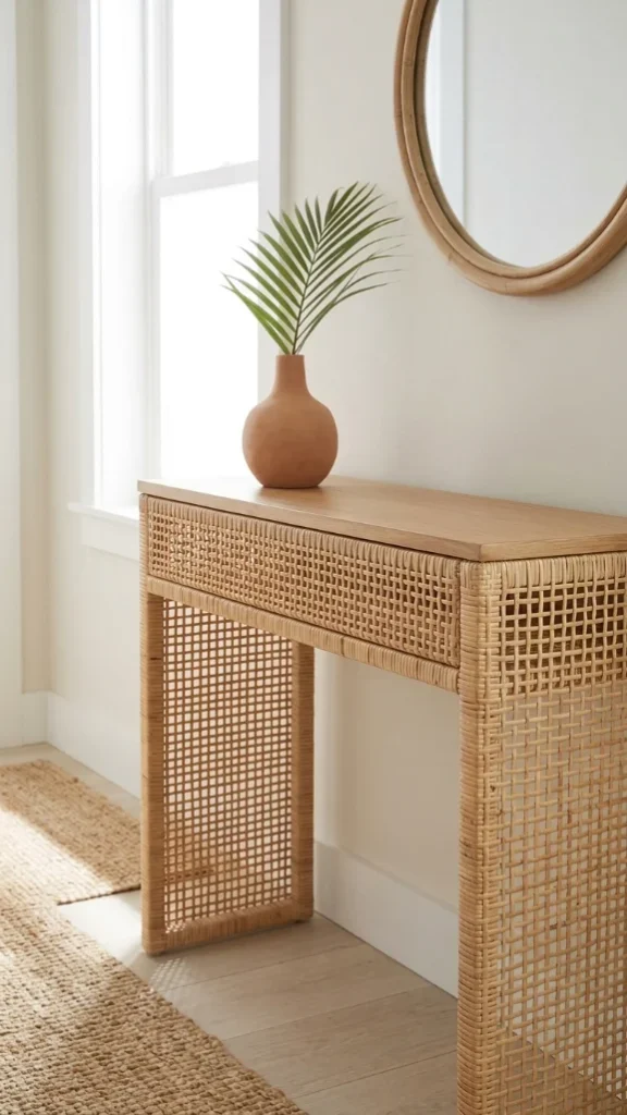 Rattan or Woven Console