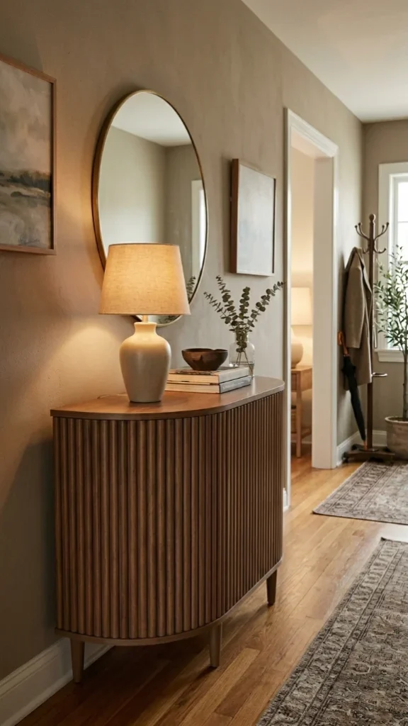 Fluted or Ribbed-Front Demi-Lune Console