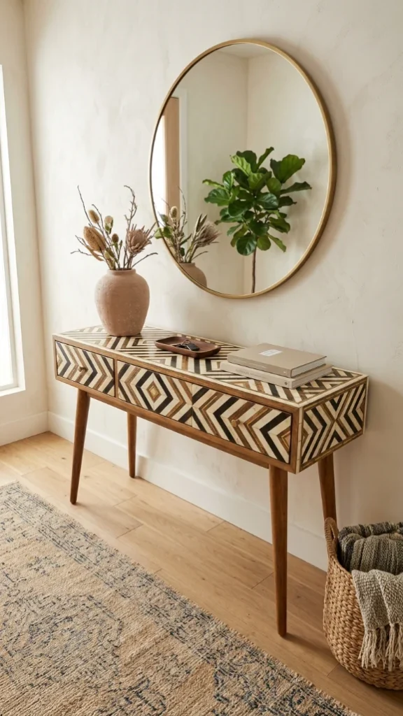 Mosaic or Inlaid Material Console