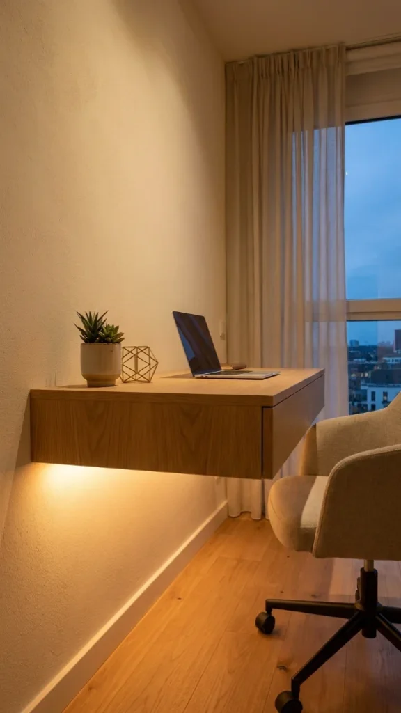 Floating Desk with a Soft LED Glow