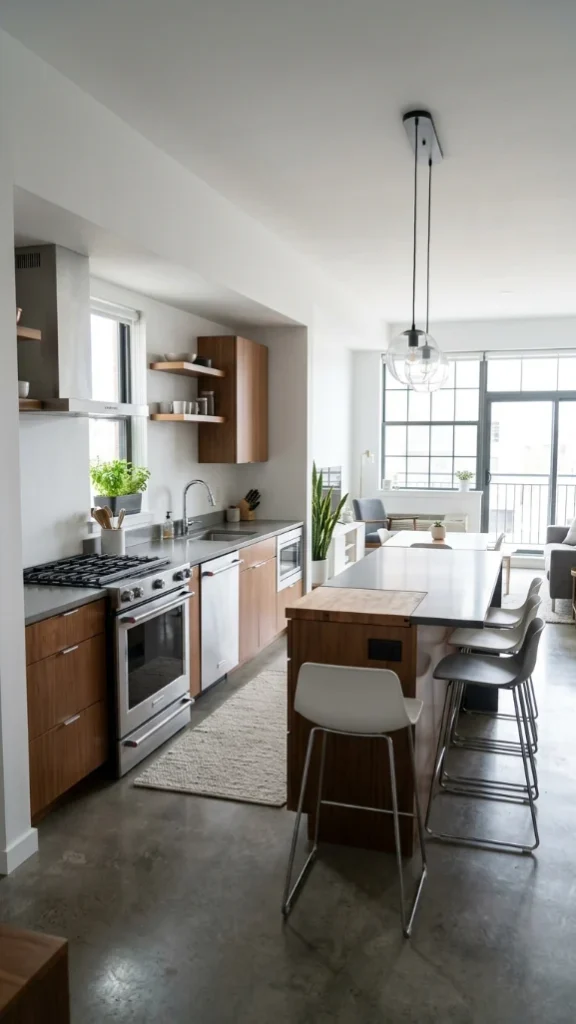 Galley or One-Wall Kitchen with Island