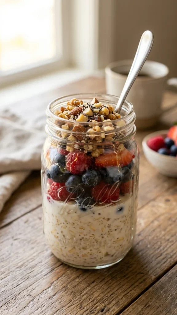 Overnight Oats with Yogurt & Berries