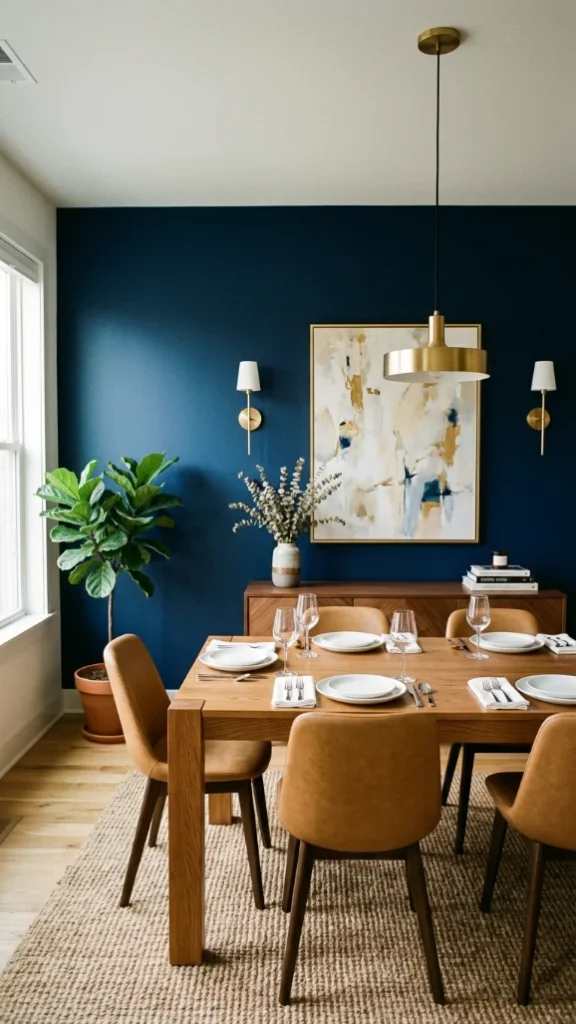 Deep Navy Blue Accent Wall