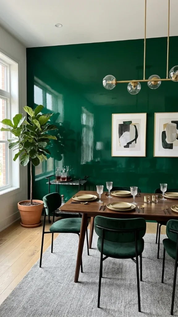 Emerald Green or Glossy Green Feature Wall